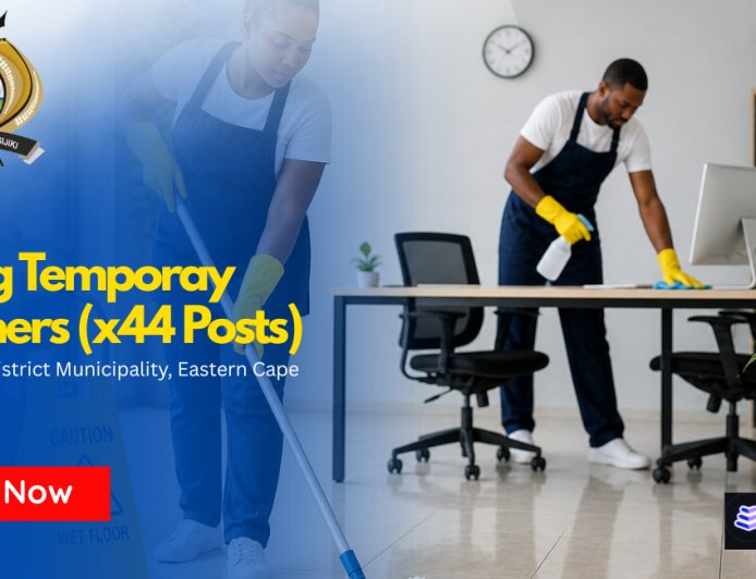 Joe Gqabi Municipality Cleaner Jobs 2026 (x44 Temporary Posts) – Earn R10 616 Per Month